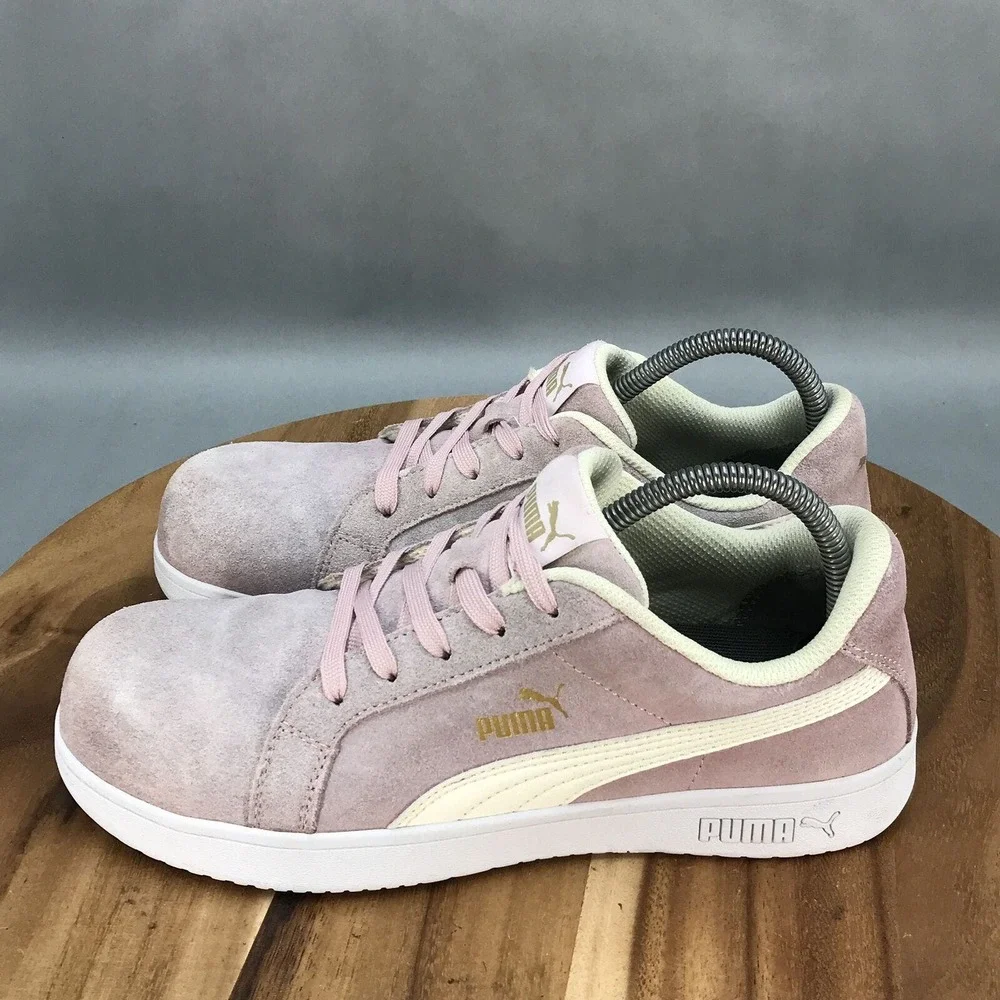 Puma Iconic Composite Toe Work Shoes Womens 8.5 Pink Lace up Low Top - Picture 3 of 8